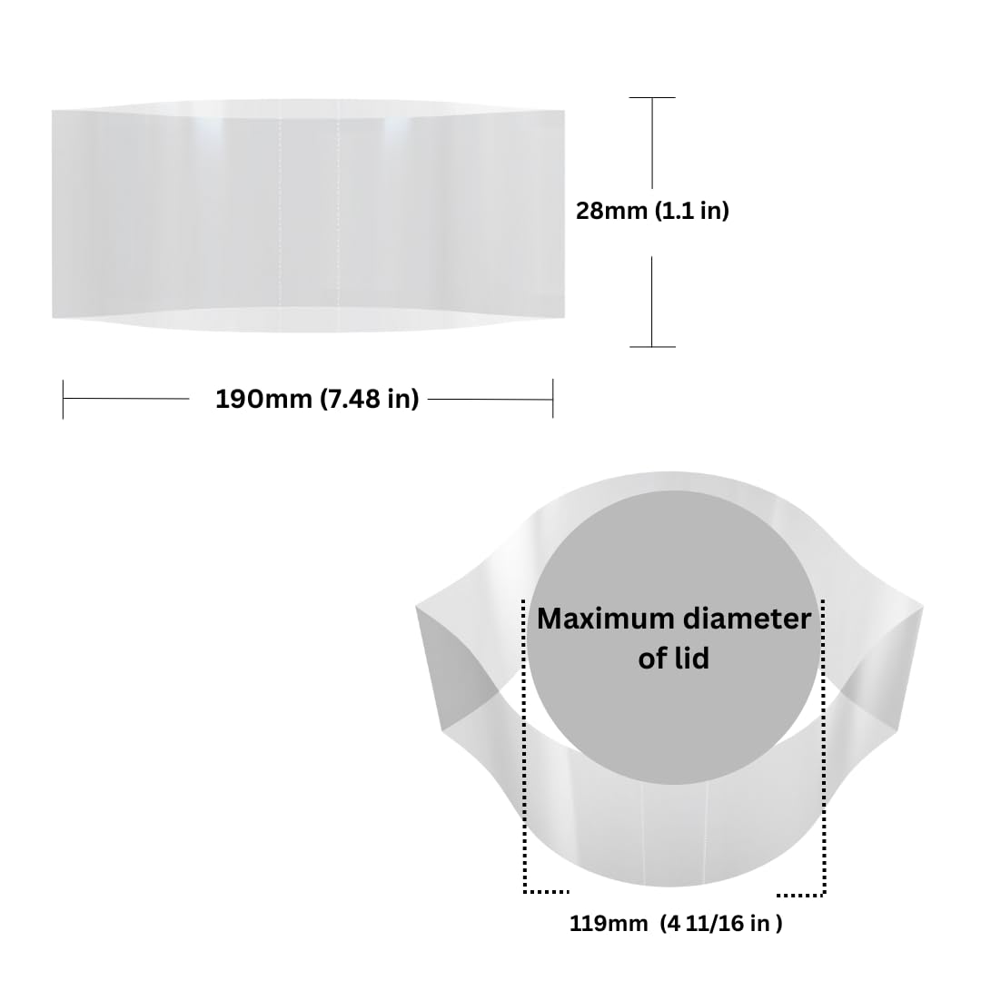 Supplement and Supply 190 x 28 mm Clear Perforated Shrink Band for Tubs, Deli Containers, Large Canisters and More. [Compatible Diameter: 4 11/16"] - Bundle of 10,000