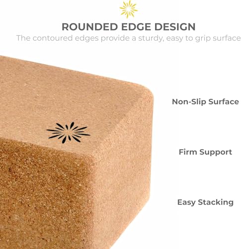 Sunshine Yoga 4" Cork Yoga Block, 6 and 4 Pack Bulk Yoga Blocks, Firm and Supportive Yoga Brick, Balance Exercise Block fo...