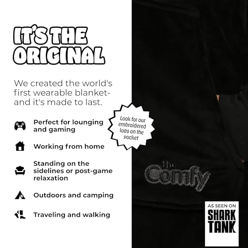 THE COMFY Original | Sherpa Lined Microfiber Fleece Wearable Blanket, Oversized Design with Hood and Pocket from Shark Tank