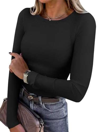 ANRABESS Women Long Sleeve Thermal Shirt Fleece Tops 2026 Fall Winter Crew Neck Casual Base Layer T-Shirts Warm Undershirts