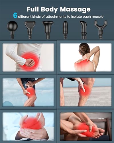 AYURA Massage Gun Deep Tissue, Muscle Massager Gun for Pain Relief, Percussion Massage Gun with 30 Speeds & 6 Heads, Porta...