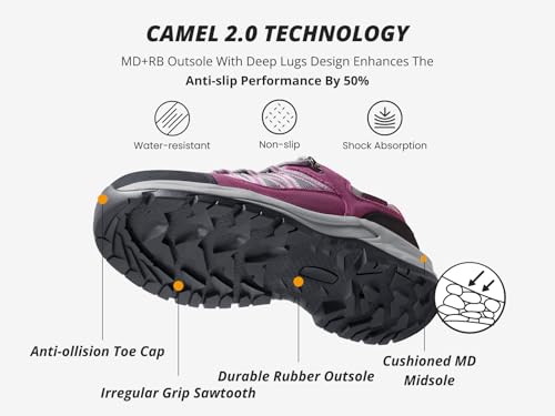 CAMEL CROWN Women's Hiking Shoes Lightweight Non-Slip Breathable Outdoor Trail Trekking Sneaker Walking Low Height