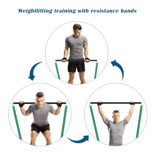 Prebene Resistance Band Bar, 26.4in or 39.4in, Workout Bar for Fitness, Portable Weightlifting Training, Suit for Home Exe...