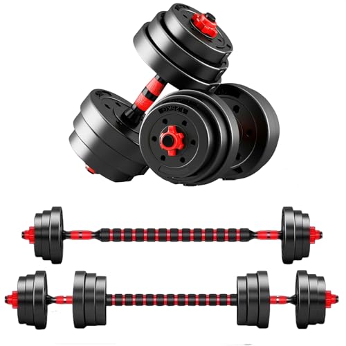 Adjustable Dumbbell Set, 44lbs Free Weights Dumbbells, 3 in1 Weight Set,Dumbbell, Barbell, Push-up, Home Gym Fitness Worko...