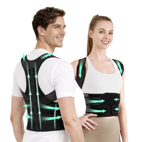 Back Brace Posture Corrector for Women and Men, 4-Point Back Support System for Upper/Lower Back Pain Relief, Scoliosis & ...