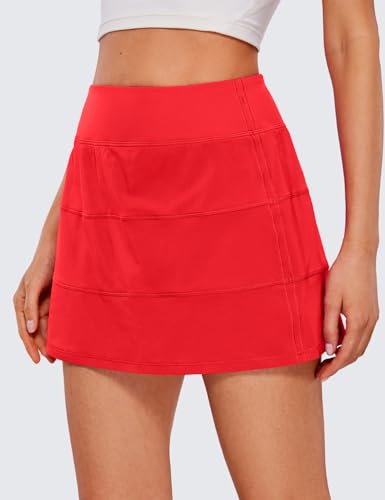 CRZ YOGA High Waisted A line Golf Skirts for Women - Mini Lined Tennis Casual Work Skorts with 3 Pockets
