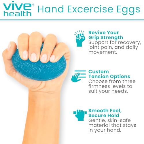 Vive Squeeze Balls for Hand Therapy Set (4 Pack) - Grip Strengthener Occupational Exercise Equipment for Arthitis, Parkins...