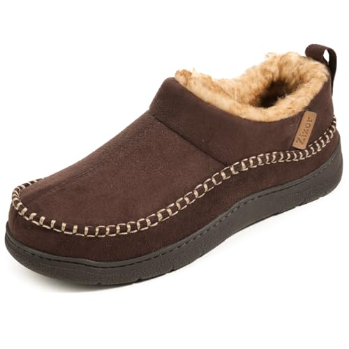 Zizor Men's Moccasin House Shoes Slippers Indoor Outdoor