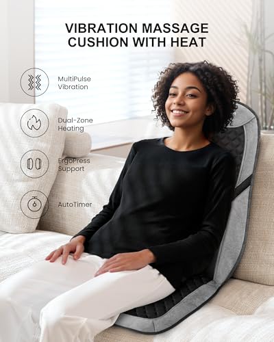 COMFIER Back Massager with Heat,Massage Chair Pad,Massage Seat Cushion with Adjustable Lumbar Support,Back Massage for Pai...