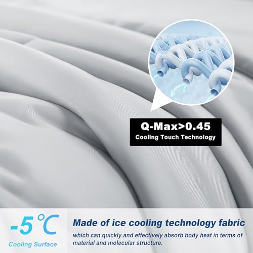 bedsmile Cooling Comforter Queen Size, Double-Sided Cold Tech Fabric Quilted Bed Comforters Cooling Blanket for Hot Sleepe...