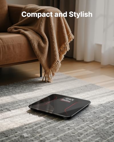 FITINDEX Bathroom Scale for Body Weight, Highly Accurate Digital Weighing Scale with Large LCD Display, Transparent and Sl...