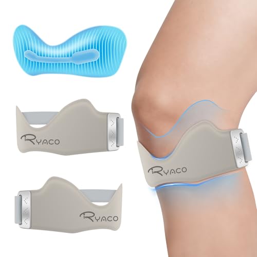 RYACO Patellar Tendon Support Strap 2 Pack, Silicone Patella Band for Knee Pain Relief, Adjustable Knee Brace for Women Me...