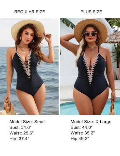 BMJL Women's Sexy One Piece Swimsuit Ruched Tummy Control Bathing Suit Plunge Color Block Swimwear 2026
