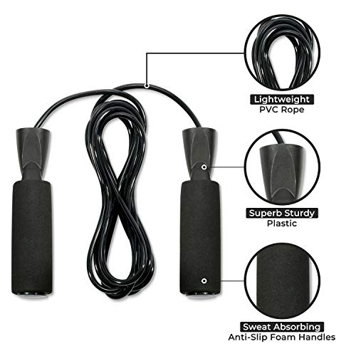 Quick Fit Weighted Jump Rope Set of 2 (1LB) w/ Non-Weighted Skipping Cord - Portable Exercise Accessory for Cardio, HIIT, ...