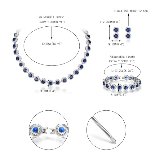 EVER FAITH Round Cut Cubic Zirconia Tennis Luxury Necklace Bracelet Earrings Set for Women