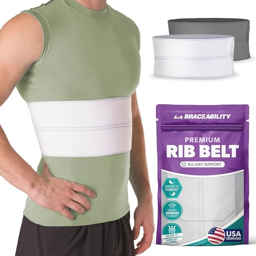 BraceAbility Broken Rib Brace for Men and Women - Rib Protector Compression Wrap, Chest Support Belt for Bruised, Fracture...