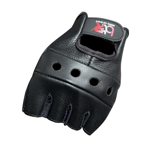 BTR BORN TO RACE Premium Cowhide Leather Driving Gloves | Fingerless Motorcycle Gloves for Men and Women | Open Knuckle De...