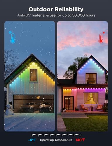 Govee Permanent Outdoor Lights Pro, 200ft with 120 RGBIC LED Lights for Daily and Accent Lighting, 75 Scene Modes for Outd...