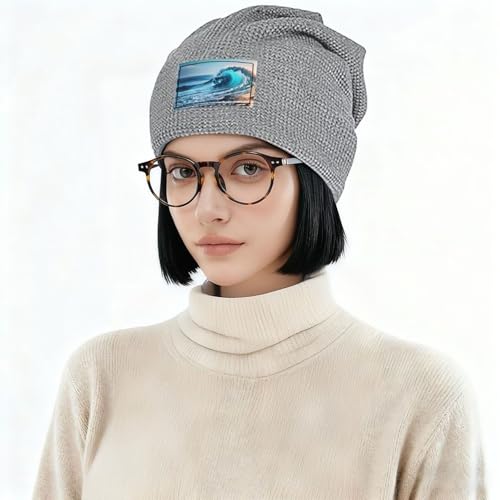 Ocean Sea Wave Print Lightweight Waffle Pullover Hat Men Women Winter Headwear Outdoor Camping Travel