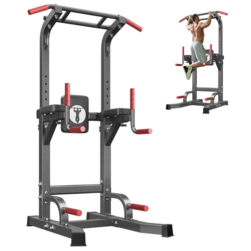 SogesPower Multi-Function Power Tower Pull Up Bar Station Pull Up Dip Station for Home Gym, 10-Level Adjustable Height Pul...