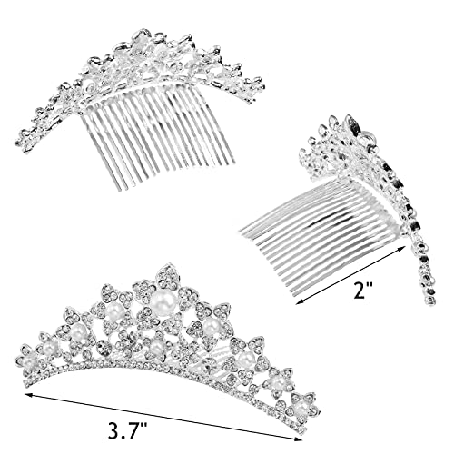 Lyellfe 6 Pack Girls Tiara Crown, Silver Crystal Tiaras and Crowns with Comb, Elegant Princess Queen Rhinestone Headband H...
