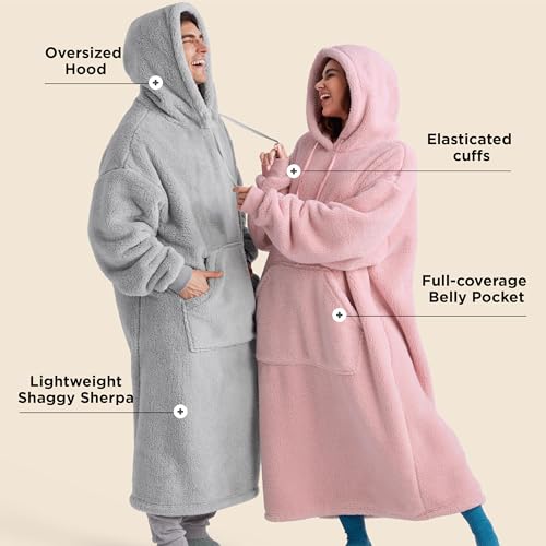 Bedsure Wearable Blanket Hoodie, Valentines Day Gifts for Her Wife Women Girlfriend, Shaggy Sherpa Oversized Hooded Blanket