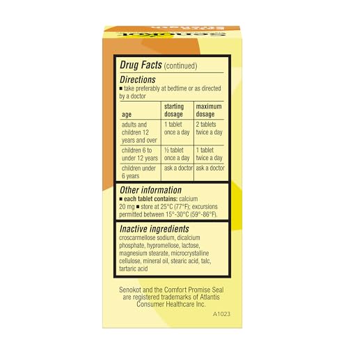 Senokot Extra Strength Senna Laxative Tablets for Constipation Relief for Adults 36 Count