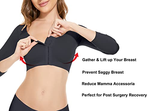 KSKshape Arm Shaper for Women Post Surgery Arm Lipo Compression Sleeves Front Closure Shapewear Bra Posture Corrector