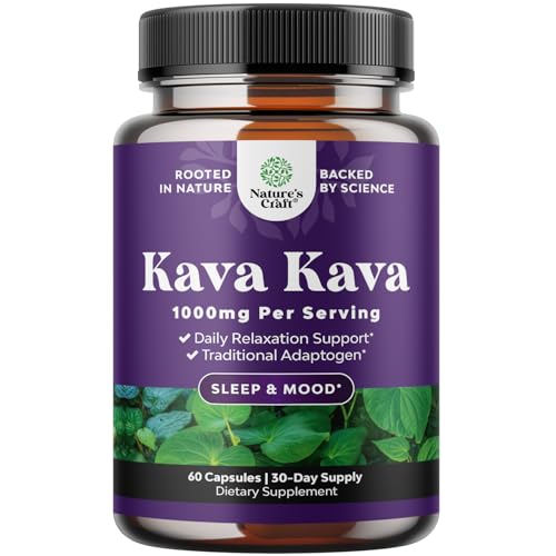 Kava Kava Root Extract Supplement 1000mg - Fast Acting Herbal Support with Kavalactones for Balanced Mood - Relax Calming ...