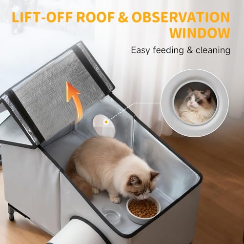 Heated Outdoor Cat House with Heater, Waterproof and Insulated Cat Shelter for Winter, Durable and Warm Cat Houses for Out...