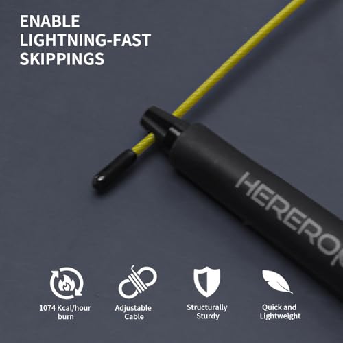 Speed Jump Rope for Men Women, Hererope Speed Rope With Dual Bearing System, 2 Cables, Adjustable Jump Rope for Boxing, Cr...