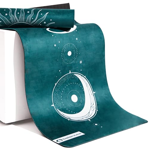 Yoga Mat With Strap 5mm Non Slip Suede & TPE - Eco-Friendly Fitness & Exercise Mat for Home Gym, Pilates, Hot Yoga, and Me...