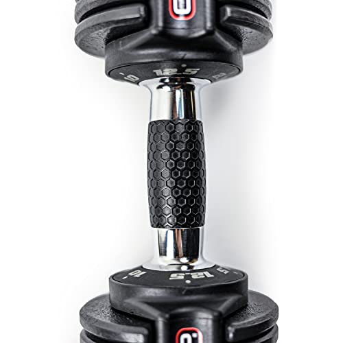 CAP Barbell 12.5 lb Pair ADJUSTABELL Adjustable Dumbbell with Contoured Full Rotation Handle, Honeycomb Design, Chrome