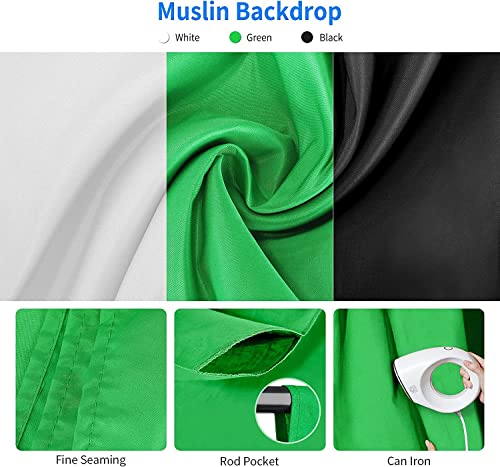 NEEWER Photography Lighting kit with Backdrops, 8.5x10ft Backdrop Stands, UL Certified 5700K 800W Equivalent 24W LED Umbre...
