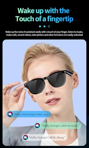 Omuotaut AI Smart Bluetooth Glasses with 800W Pixels Camera, 2K HD Photo and Video Recording, Translation, Meeting Recordi...