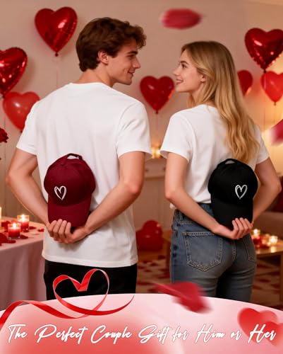 Zando Trendy Valentines Heart Baseball Caps for Women Men Girls Dad Adjustable Cute Cotton Ball Cap for Golf Tennies Travel