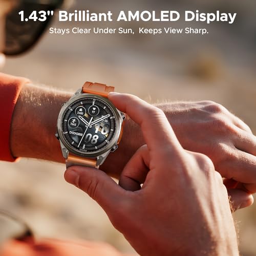 DOOGEE Anywise W1 Pro Mens Smart Watch, 5ATM Dual-Band GPS Offline Maps,1.43'' Fitness Smartwatches for Android Phone/iPho...