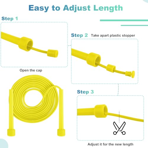Aodaer PVC Skipping Rope Adjustable Jump Rope for Kids Multicolor Jump Rope Bulk with Plastic Handles Lightweight for Outd...