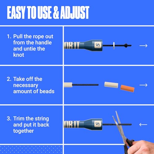 Sportbit Elite Beaded Jump Rope – Adjustable for Kids & Adults, Durable Fitness Skipping Rope for Cardio, Gym, Home & Outd...