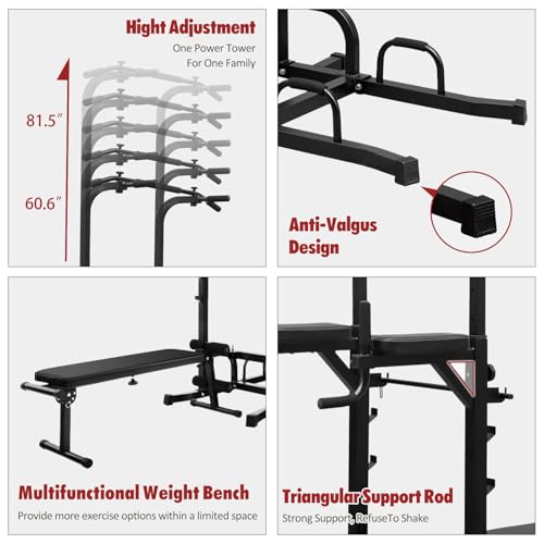 Tappio Power Tower Pull Up Bar for Home Gym, Multi Functional Pull Up Bar Stand Dip Bar Station with Weight Bench, Adjusta...