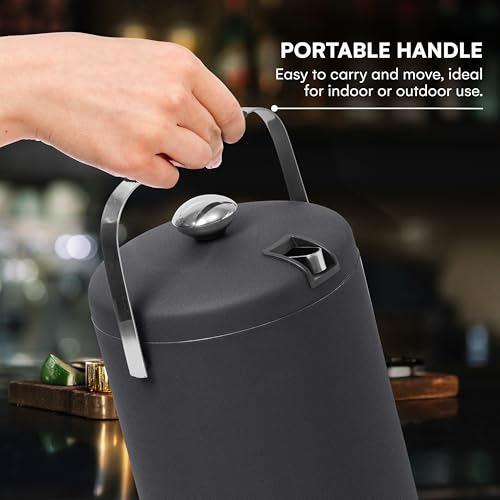 flybold Small Ice Bucket for Parties - Ice Bucket with Lid for Cocktail Bar - Double Walled Ice Container - Portable Chill...