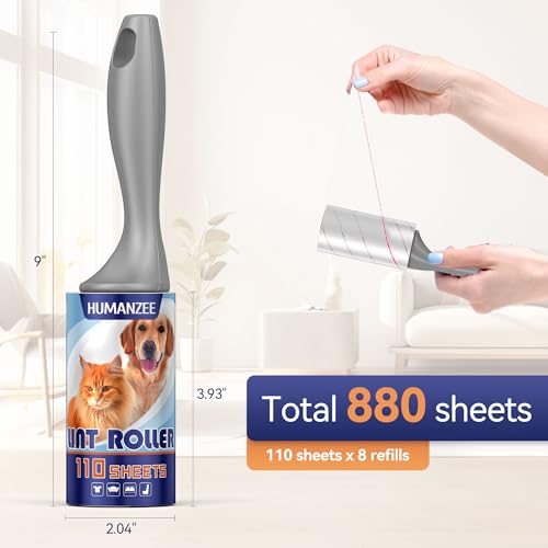 Lint Rollers for Pet Hair Extra Sticky, 880 Sheets Mega Value Set with Reinforced 4 Handles and Tough Paper, Lint Roller f...