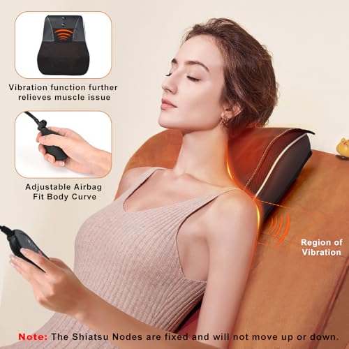 hlthsky Shiatsu Neck and Back Massager with Heat,Neck Massager for Pain Relief deep Tissue,3D Kneading Massage Pillow for ...