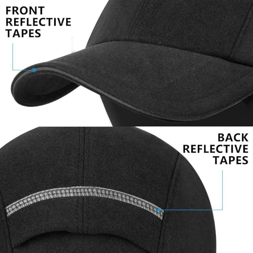 GADIEMKENSD Women's Winter Reflective Fleece Ponytail Hat with Drop Down Ear Warmer