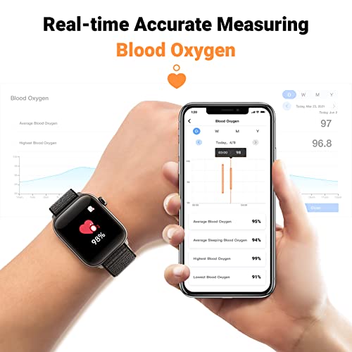 COCO Bluetooth Comfortable Health Monitoring Smartwatch for Seniors – Heart Rate, Body Temperature, Blood Oxygen, Activity...