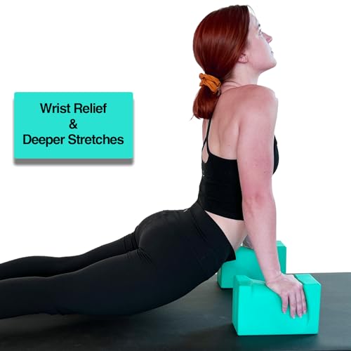 WRIST BLOCK™ The Ultimate Evolution in Premium Quality Yoga Blocks (Set of 2, Teal) - Designed to Eliminate Wrist Strain D...