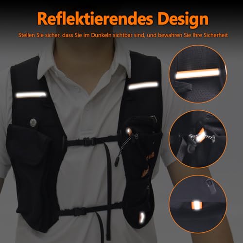 Lightweight Hydration Backpack with 2L Hydration Bladder & Compass & Whistle, Touch Phone Pocket, Breathable Reflective Hy...