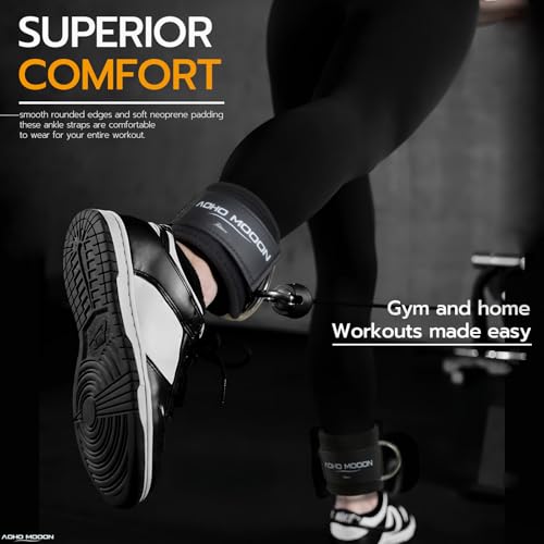 AOHO MOOON Comfortable Adjustable Ankle Straps for Cable Machines Women, Gym Workout Leg Strap, Glute Cuff, Ankle Cuffs fo...