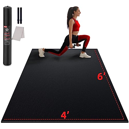 GymCope Large Exercise Mat for Home Workout,12‘x6’/10'x6'/9'x6'/8'x6'/7'x5'/6'x4' (7mm) Extra Thick Workout Mat, High-Dens...