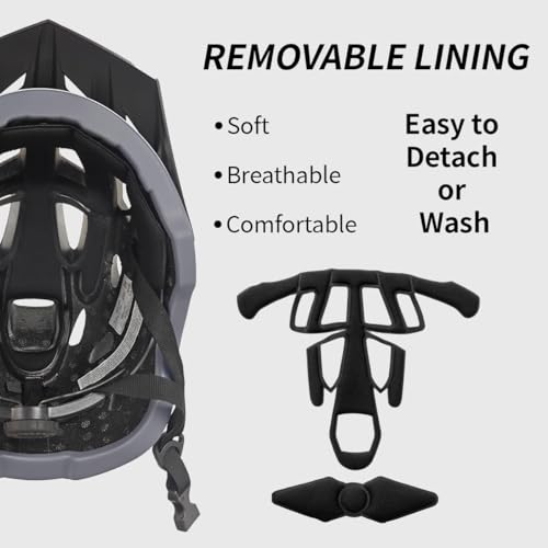 Veltuno Bike Helmet for Adults, Lightweight Mountain Bicycle Helmet with USB Rechargeable LED Rear Light, Removable Sun Vi...